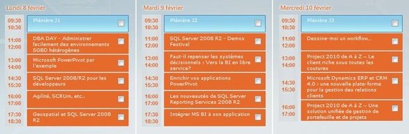 Mon Agenda pour les TechDays 2010