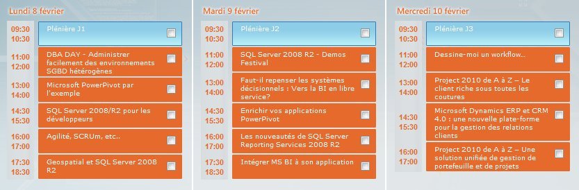 Mon Agenda pour les TechDays 2010 Mon Agenda pour les TechDays 2010