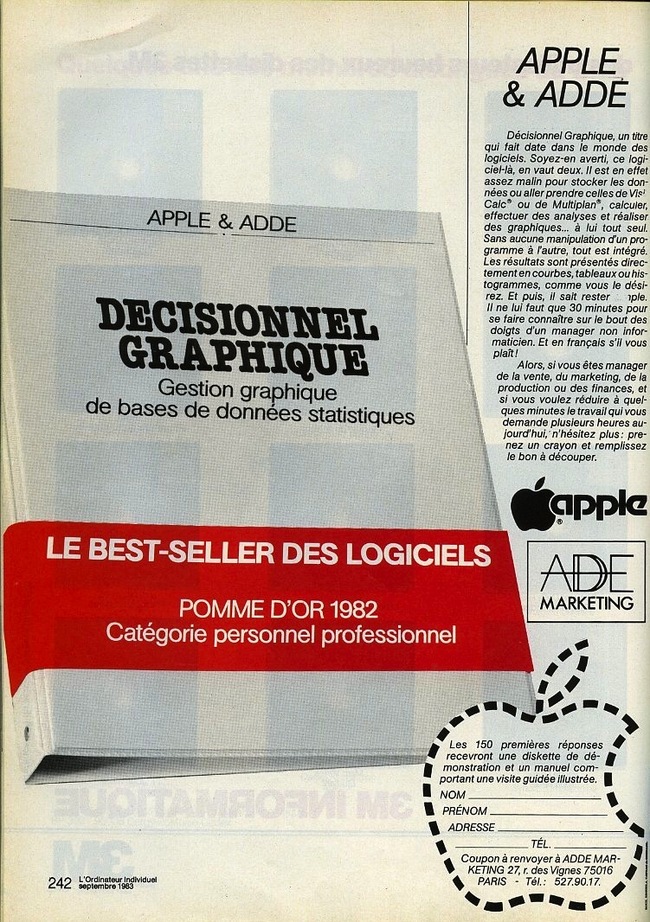 En 1983, Apple et ADDE lancent Décisionnel Graphique