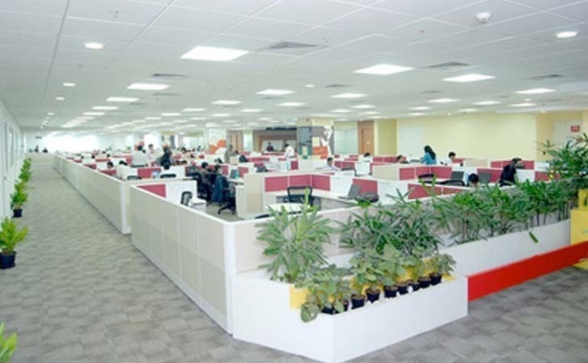 Les bureaux de Mu Sigma proches de la technopole de Bangalore en Inde