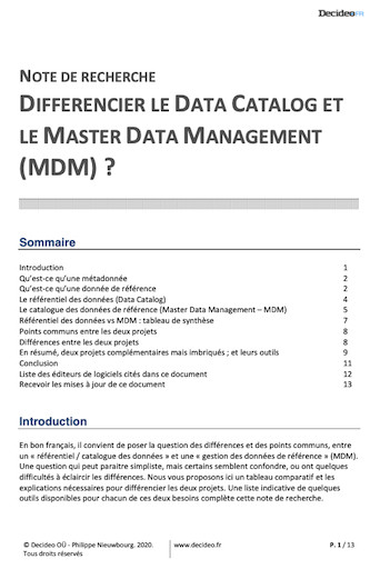 Note de recherche : Différencier le Data Catalog, et le Master Data Management (Contenu Premium)