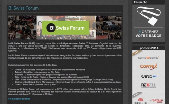 Le BI Swiss Forum intègre le SITB : prochaine édition le mardi 29 avril à Genève