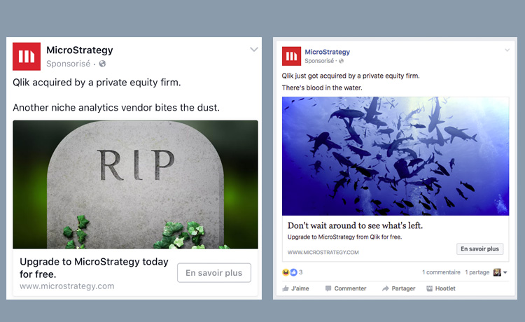 Publicités payées par Microstrategy sur Facebook